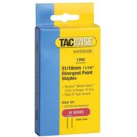 Tacwise 0287 91 Narrow Crown 18mm Divergent Point Staples Galv 1000 Pack 191