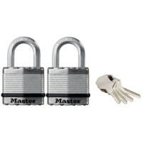 Master Lock M1EURT Excell Laminated Steel 45mm Padlock - 24mm Shackle - Keyed Alike x 2 MLKM1T