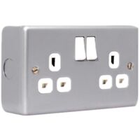 Masterplug MC522-01 Metal Clad Switched Socket 2-Gang 13A MSTMC522