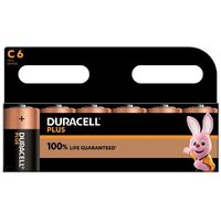 Duracell Plus C Alkaline Batteries - Pack of 6, 1.5V LR14 MN1400, Medium Size, Long-Lasting Power