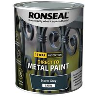 Ronseal 39208 Direct to Metal Paint Storm Grey Satin 750ml RSLDTMSTS750