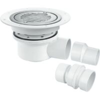 McAlpine TSG52SS-SL-SC Two-Piece 50mm Water Seal Trapped Gully, Clamp Ring and Cover Plate, 2" Horizontal Outlet and 2" x 1½" Socket Reducer