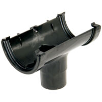 FloPlast Half Round 75mm Gutter Running Outlet - Black PVC