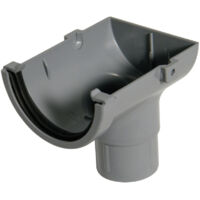 FloPlast 75mm Gutter Stopend Outlet - Durable Grey PVC