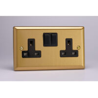 Varilight 2-Gang 13A Double Pole Socket - Brushed Brass Finish