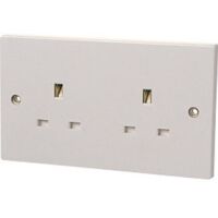 Dencon Unswitched Socket 2-Gang 13A - White Plastic