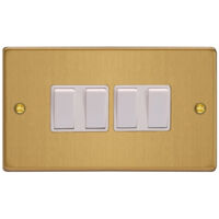 Varilight 4-Gang 10A 1- or 2-Way Rocker Switch Twin Plate Brushed Brass