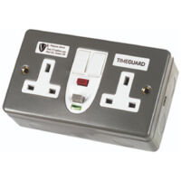 Timeguard Valiance+ RCD08MPVN RCD-Protected Double Gang Metal Switched Socket Passive