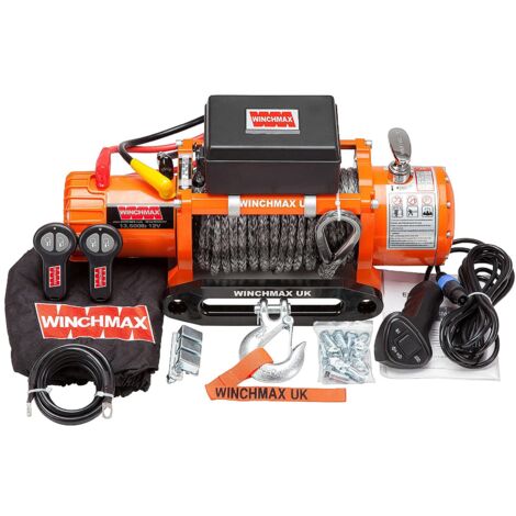 6.123 kg originale orangefarbene 12-V-Elektrowinde. 28 m x 11 mm Dyneema-Seil. Drahtlose Fernbedienungen.