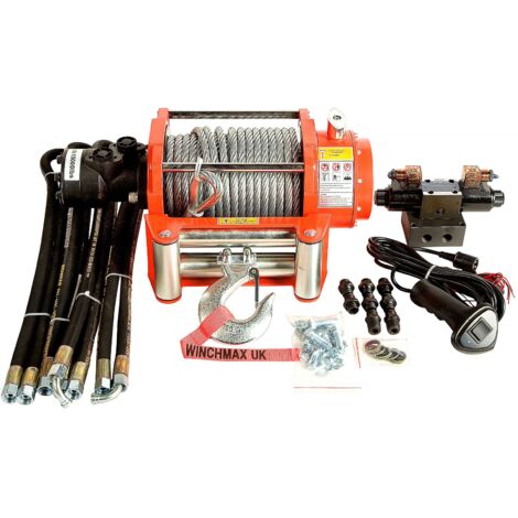 Hydraulik Winde 6804kg WINCHMAX Original Orange Winde. 25m x 12 mm Stahl Seil. 24V Steuersystem
