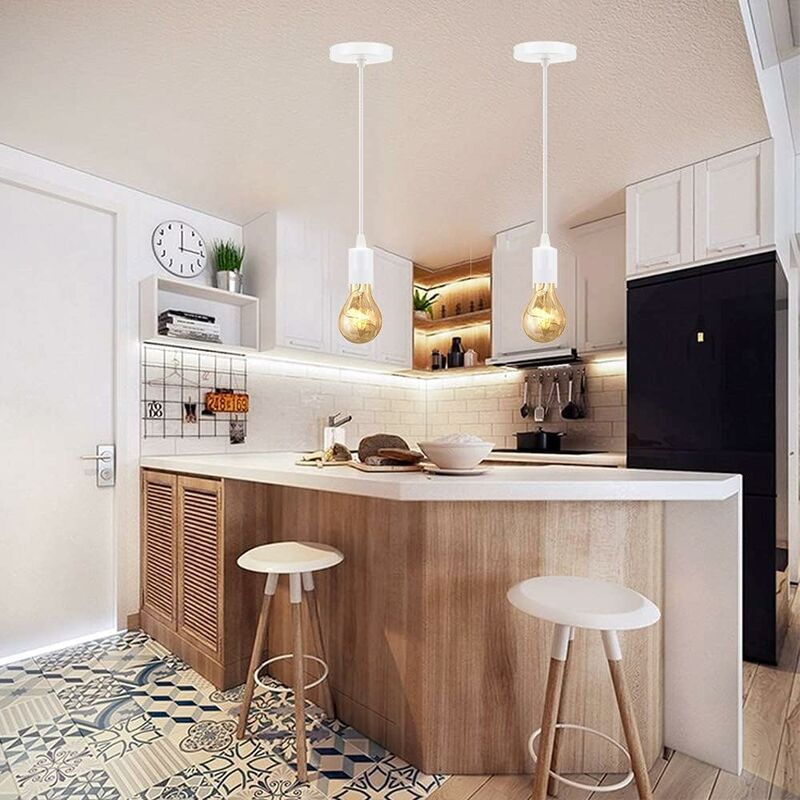 Siet Luminaire Suspendu Blanc, Luminaire Suspendu Pour Plante Nordique, Lustre Rond En Aluminium Pour Bar De Café De Restaurant D'îlot De Cuisine