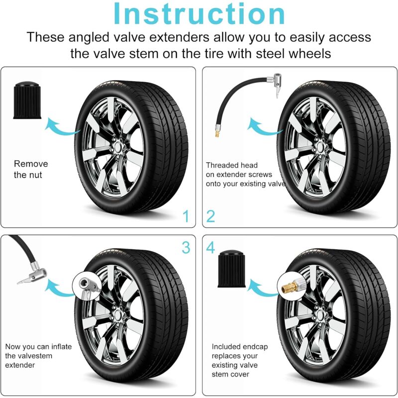 Tuyau Extension Pompe à Pneu TNSRAY - 50cm - Universel Voiture Moto Vélo