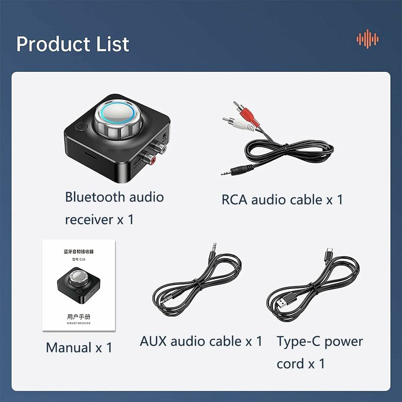 Récepteur Bluetooth 5.0 Carte TF stéréo Adaptateur sans fil RCA 3,5 mm Aux  Jack