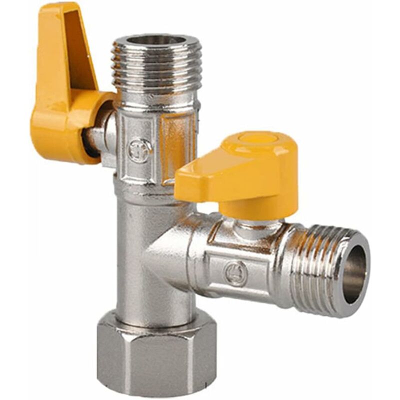 Rechange Valve G 1/2 Raccord Y Laiton Vanne 3 Voies en Douchette Adaptateur  Robinet D'arrêt Pour Cuisine ou Salle de Bain, DSF009A