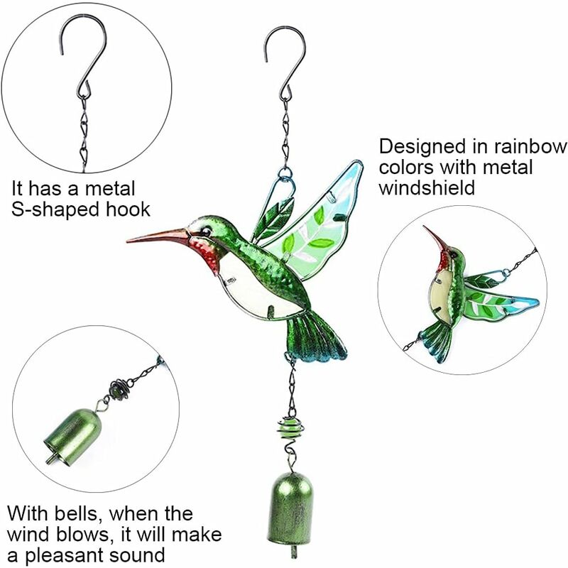 Attrape-soleil oiseau colibri, carillons à vent, pendentif d'éclairage