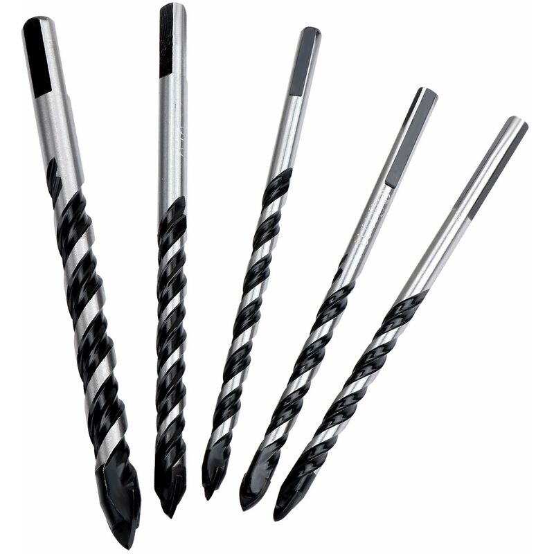 Lot De 9 Forets à Pointe Carbure Tungstène - Tailles 3/4/5/6/8/10/12 Mm - Pour Carrelage, Verre, Bois, Plastique, Béton - 5