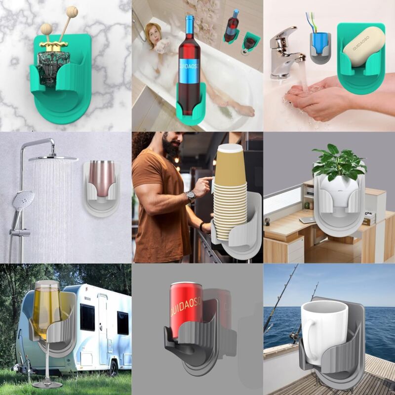 Porte-Verre à Vin, Porte-Boissons, Porte-gobelet Mural en Silicone pour  Salle de Bain/RV/