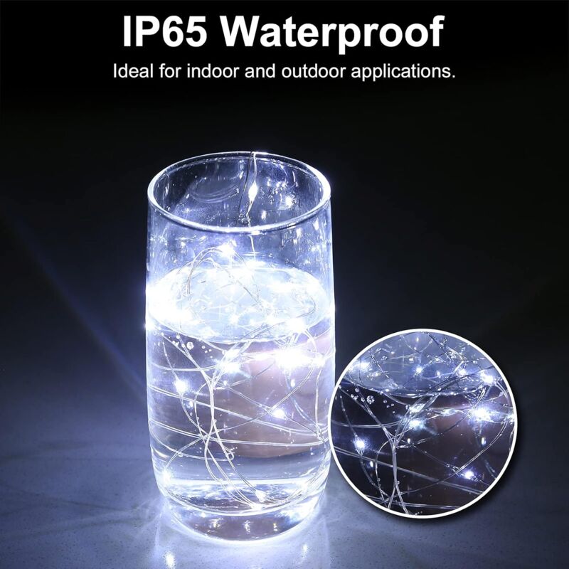 GOEDCH LED Bouteille Guirlande Liège Lampes: 20 Pièces 2M 20 Blanc Chaud Lampes De Bouteille, LED Bouchon Bottle Light Étanche Fil D'argent Flexible Décoration Pour Pour Mariage, Party, DIY, Noël