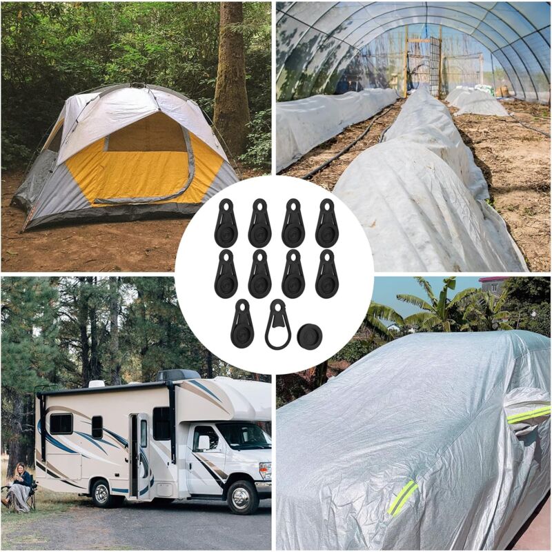 Lot De 10 Clips De Fixation Pour Bâche/tente | Pince Réglable Avec Vis, Trou Pour Corde | Pour Camping, Auvent, Bâche