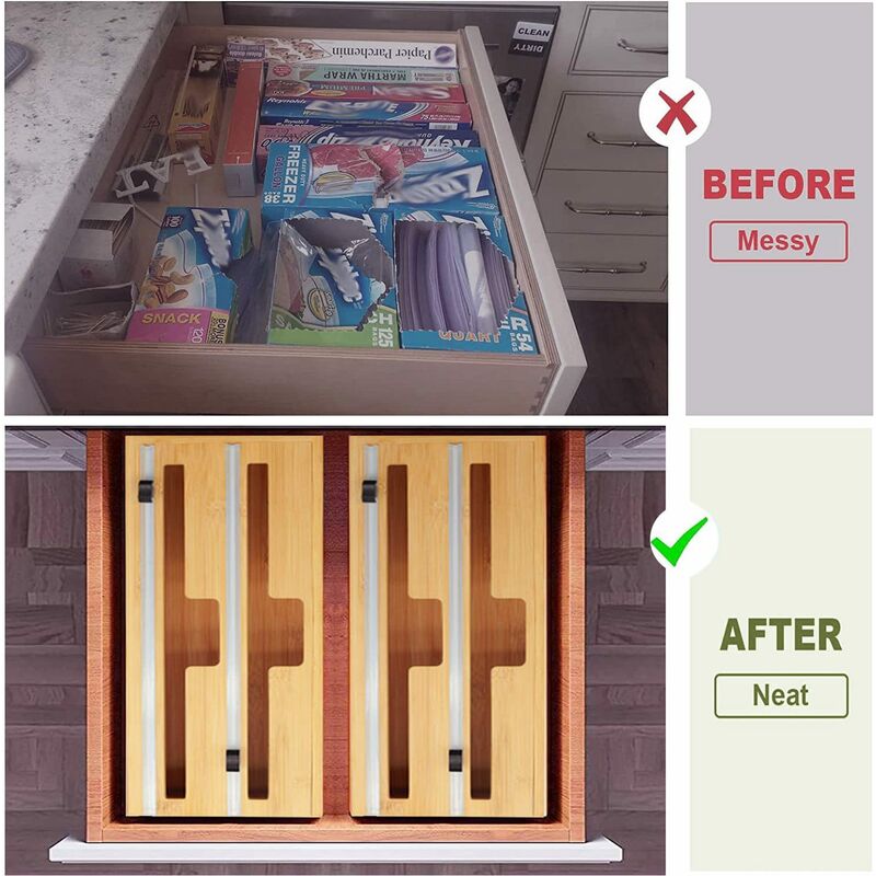 Organisateur De Sac à Zip-lock 7 En 1 Coupeur De Distributeur De Film Plastique