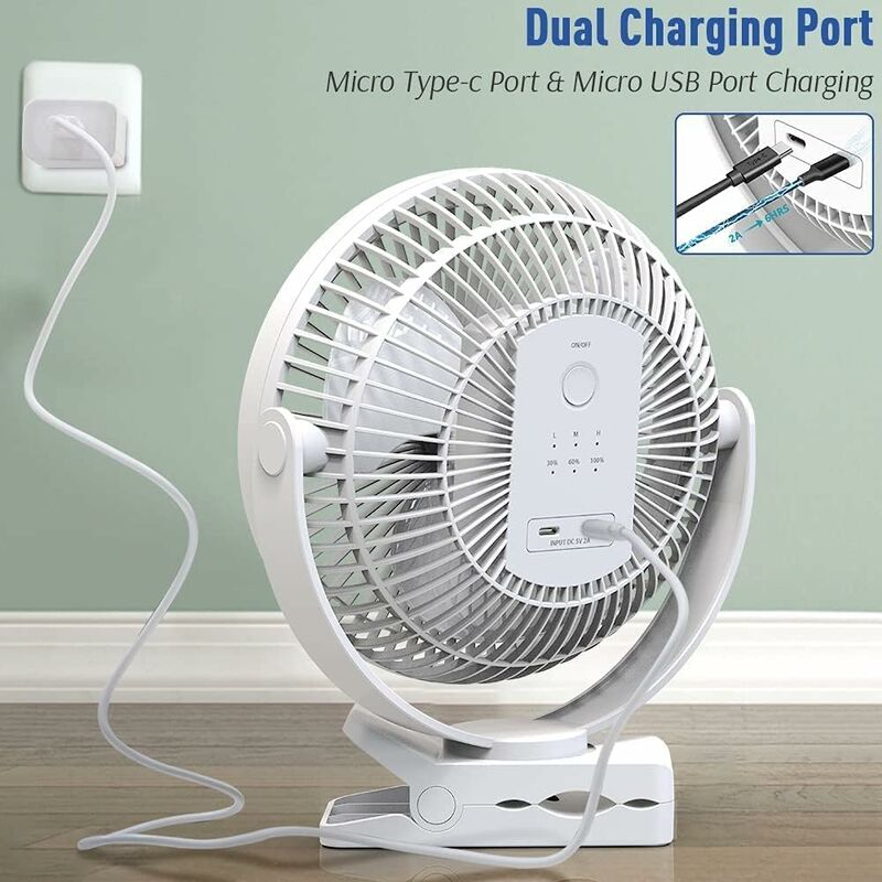 Ventilateur De Bureau Portable à Clip - Petit Ventilateur USB Puissant, 4 Vitesses, Pivotant à 360°, Rechargeable - Idéal Bureau, Voiture, Poussette