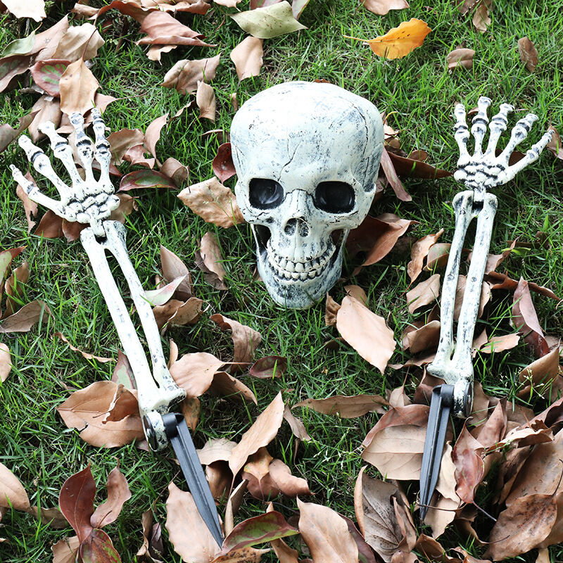 Halloween Decoration Lumineuse 2 Bougie Led 2 Mains Squelette Crane Tête De  Mort