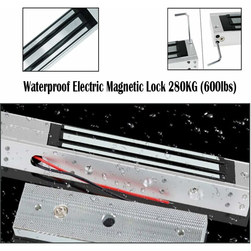 Serrure magnétique électrique, DC12V 280kg/600Lbs Serrure magnétique  électrique Force de Maintien Verrouillage électromagnétique Mode NC  sécurisé pour