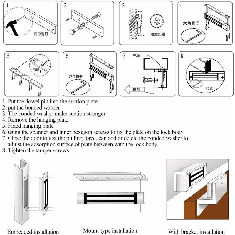 Serrure d'électroaimant, serrure de force de maintien, télécommande 280kg /  600Lbs intelligente pour porte en métal de porte