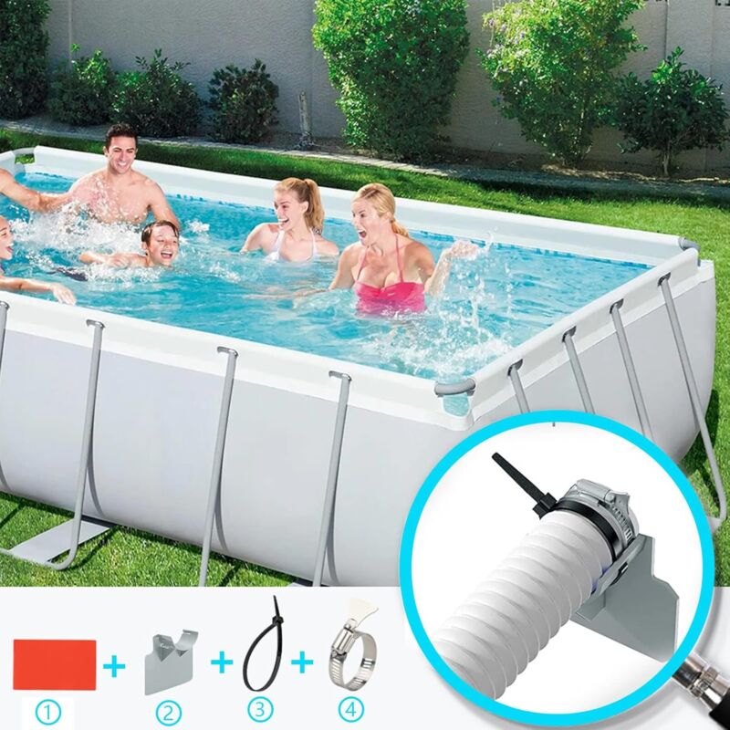 Supports Tuyau Piscine Zueyen - Lot De 2 Avec Colliers Serrage (Gris, 30-37mm)