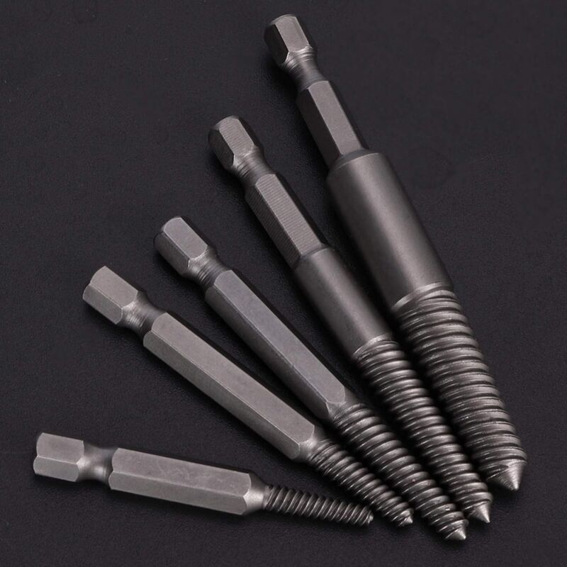 10 Extracteurs Vis Boulons Cassés - Tige Hexagonale 6.35 Mm - Tailles 1# à 5# - Acier Traité Thermique - 2