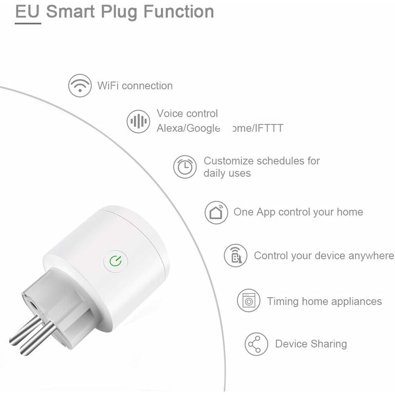 Prise Connectée WiFi 16A Mesure de Consommation électrique, Prise  Intelligente compatible avec Alexa, Google Home, APP Contrle, Contrle  Vocal, Horaires et Minuterie, 3PCs