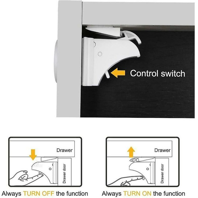 Sécurité Bébé Placard Bloque Porte (8 Verrous + 2 Clés), Bloque Tiroir Sécurité  Enfant Verrouillage Bébé Serrures Verrous Magnétique Loquets de Sécurité  pour Cabinet Armoire 