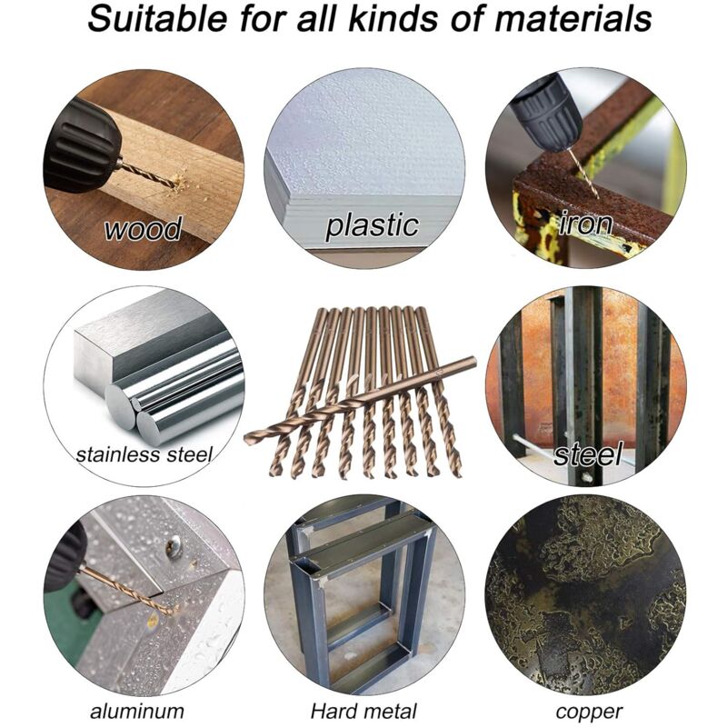 Yosoo M35 Specialist Lot De 10 Forets Hélicoïdaux HSS-CO En Acier Inoxydable 1,0 à 5 Mm Pour Percer L'acier Inoxydable, La Fonte, La Tôle, La Plaque D' Acier, Le Fer D'angle