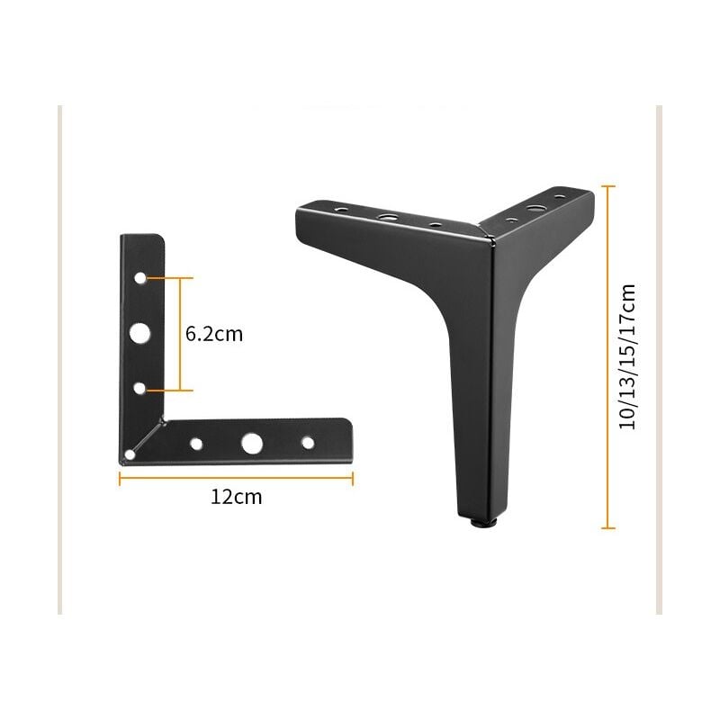 Lot de 4 Pieds de Meubles Charge Jusqu'à 800 KG, 10cm Pied de Table  Modernes en Métal en Forme de Triangle,Pied Meuble Épingle pour Placard,  Canapé,avec 16 Vis et 4 Protège Pieds