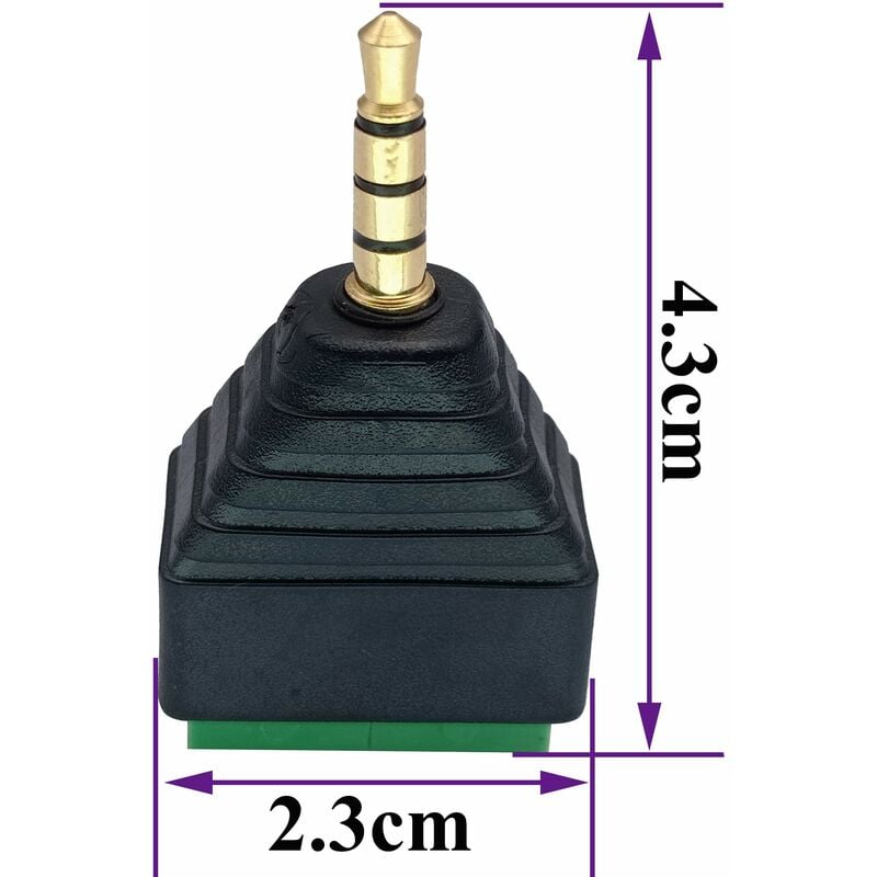 Connecteur Jack 3.5mm mâle TRRS stéréo 4 pôles Plaqué Or Ø6mm