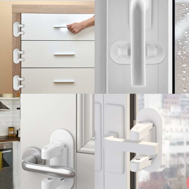 4 Serrures De Sécurité Pour Poignées De Porte – Bloque-porte Enfant Et Animal, Adhésif Puissant, Installation Sans Perçage