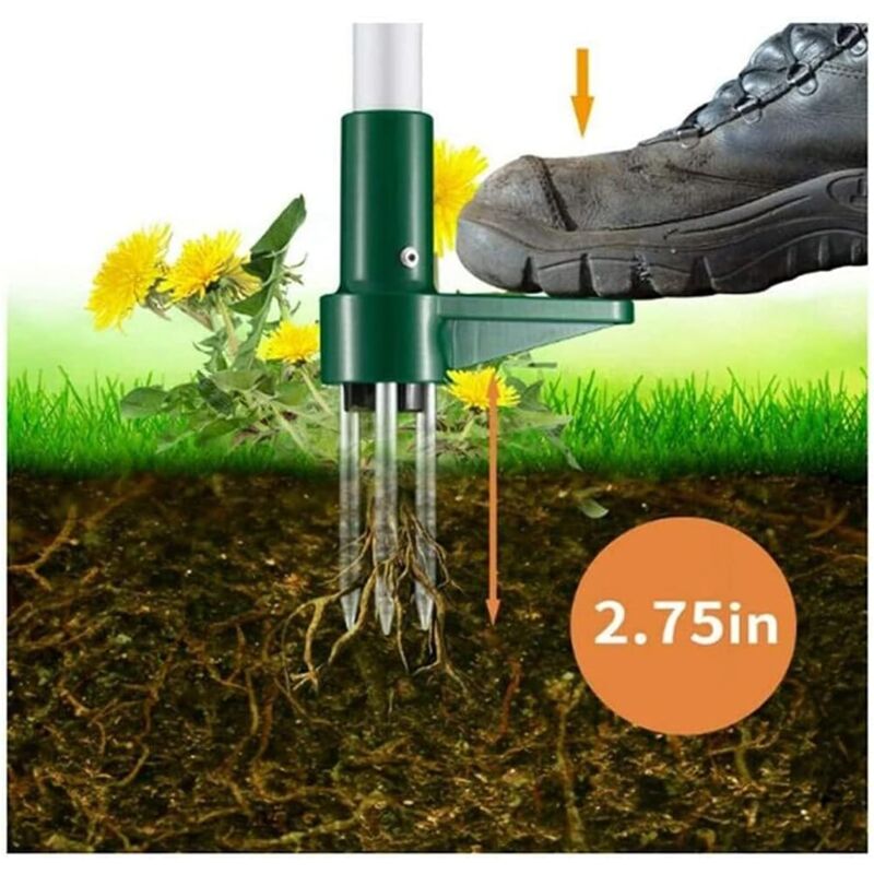 Arrache-mauvaises Herbes 2 En 1 Avec Manche Long 146,5 Cm – Binette Et Râteau, Acier Inoxydable, Réglable - 7