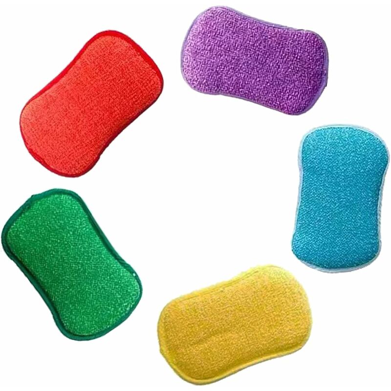 ENJOYW 5 pièces/ensemble ménage Double face trois couches éponge nettoyage  tampons à récurer lingettes éponge nettoyage tampons à récurer 