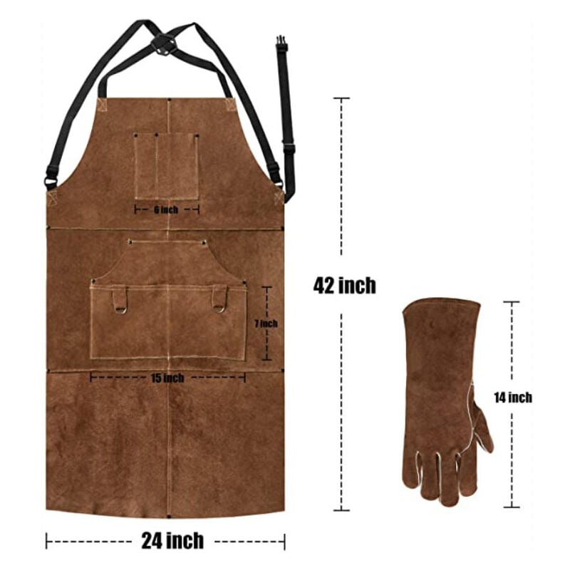 STAHLWERK Tablier de soudeur et gants de soudeur en cuir véritable rob,  49,99 €