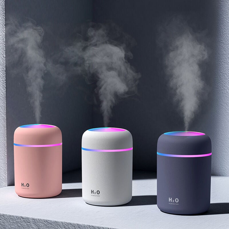 Humidificateur d'air, Mini Humidificateur Ultrasonique,avec 2 Mode Brume  Réglable, Arrêt Automatique et Veilleuse Colorée, USB Humidificateu