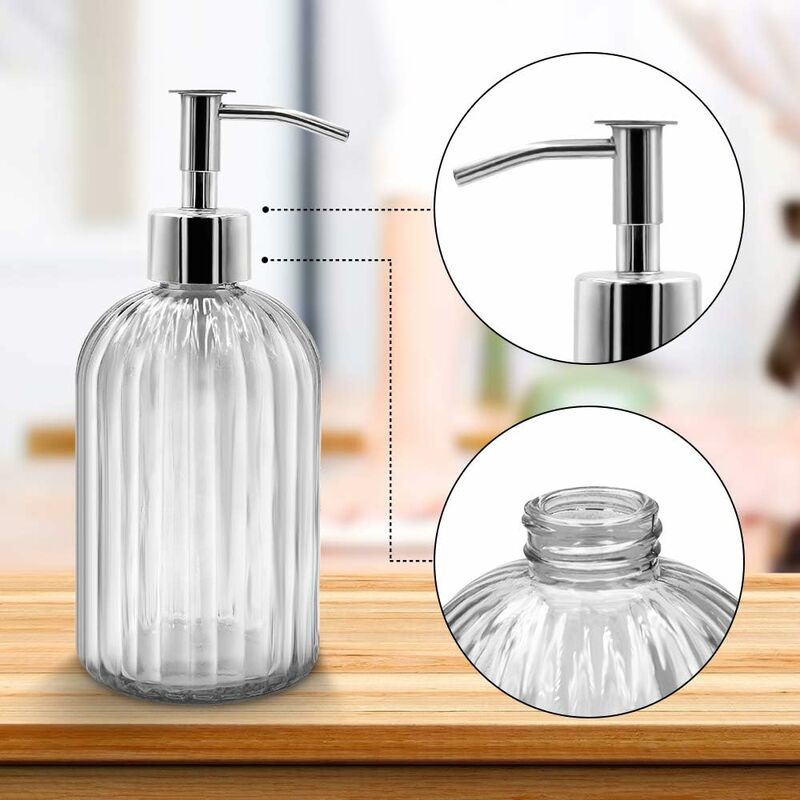 2 pack de bouteilles distributeur de savon en verre avec pompe