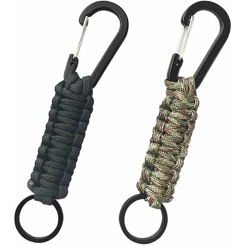 Paracord Porte-clés 2pcs Tressé Longe Porte-clés Corde Robuste Paracord  Avec Mousqueton Pour Randonnée Camping