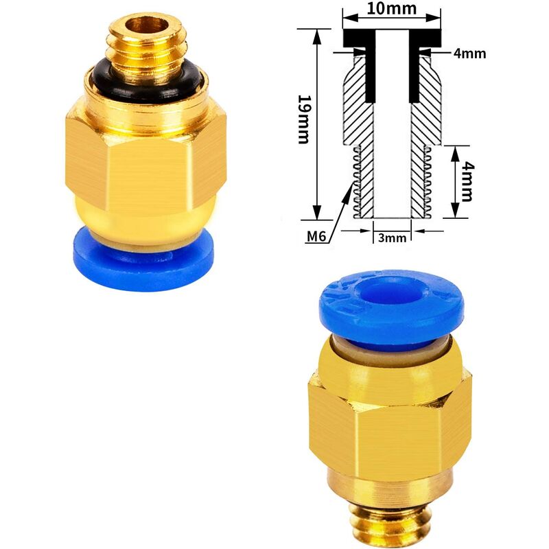 Connecteur Pneumatique À Air Pc, Raccord Rapide 4-m5 4-m6 4mm 6mm