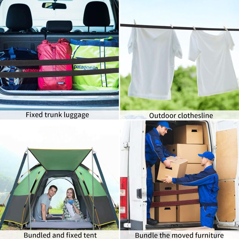 Lot De 2 Cordons élastiques Réglables De 100 Cm Avec Mousquetons Pour Voiture Moto Et Tente 92369360