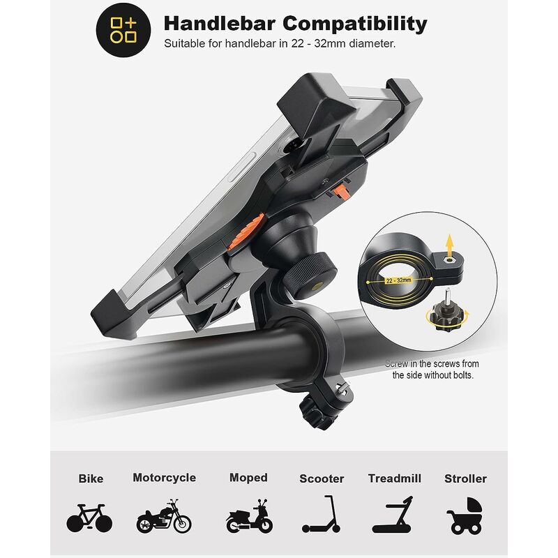 GPS 2 roues Support Telephone Velo Universel Support Smartphone Moto  Rotatif à 360 Aluminium Support Velo Guidon pour Vé 6403