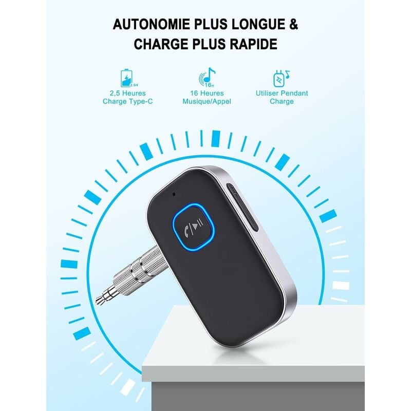 Accessoire téléphonie pour voiture GENERIQUE VSHOP® Adaptateur pour voiture  - jack bluetooth 3.0 - recepteur bluetooth avec micro