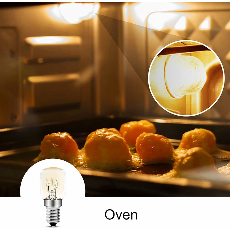 Lampe de four 25W pour four Candy 240v jusqu'à 300° Ampoule cuisinière SES  (E14)