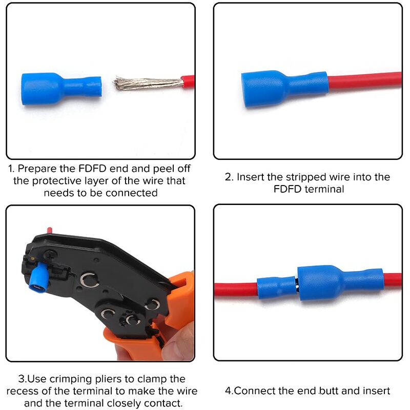 Sonew Connecteurs De Fil 1000 Pièces Bornes à Sertir Mâle Isolé Grande