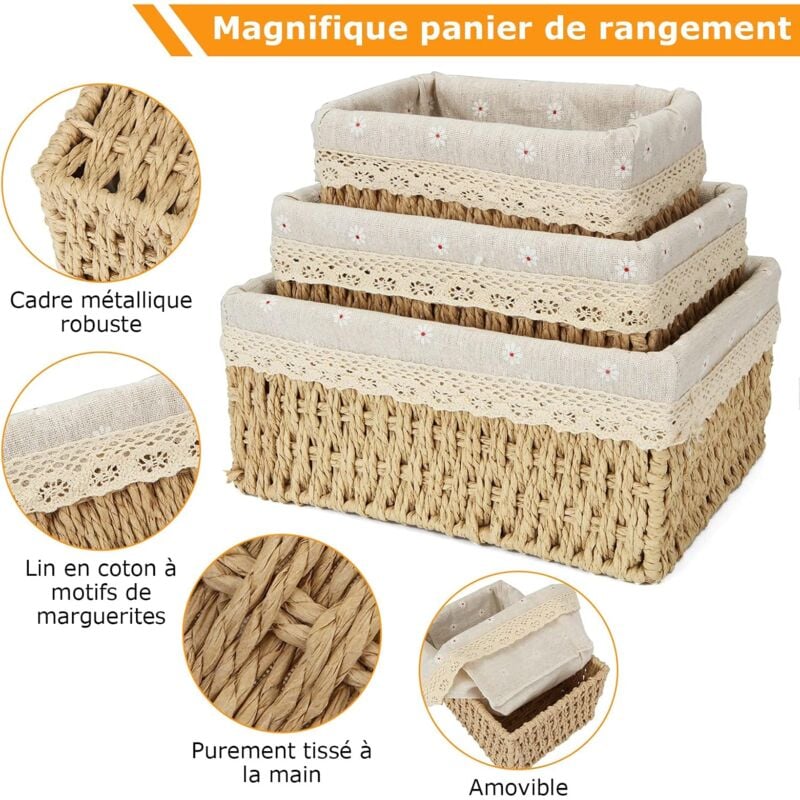 Panier De Rangement Rond En Corde De Coton Tressé - TRAHOO - Chambre