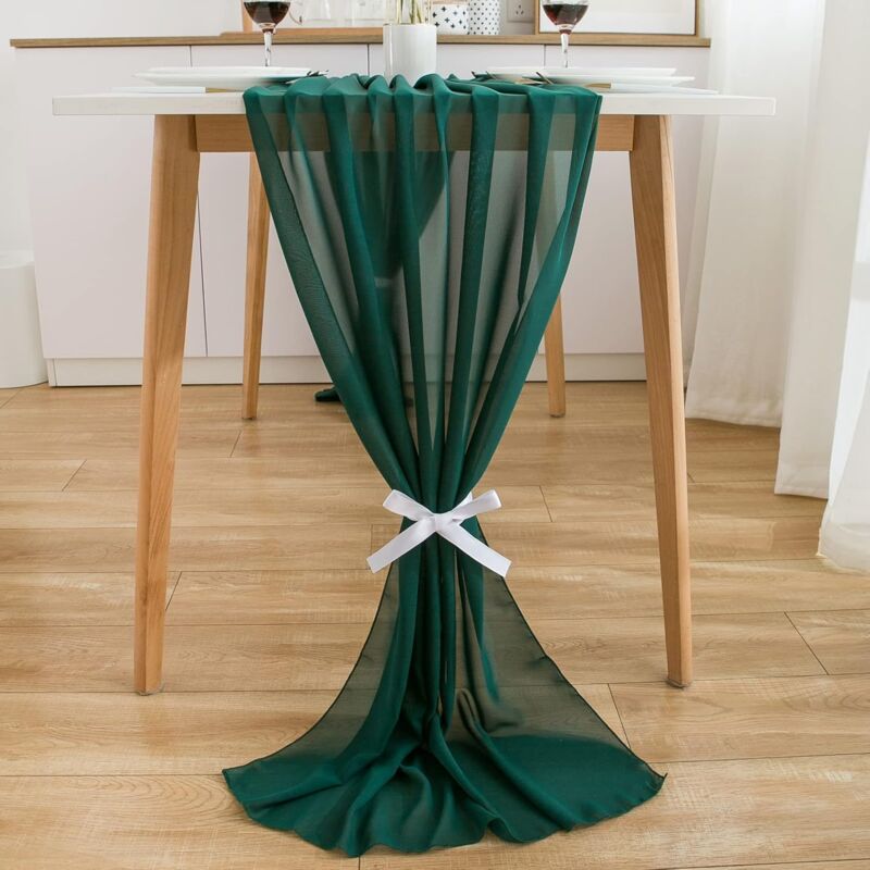 Lot De 2 Chemins De Table En Mousseline - 70x300 Cm - Blanc - Pour Mariage, Fête, Décoration De Table - Lavable En Machine - 7